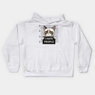 Feline Felon: Cat Mug Shot - I Hate People Kids Hoodie